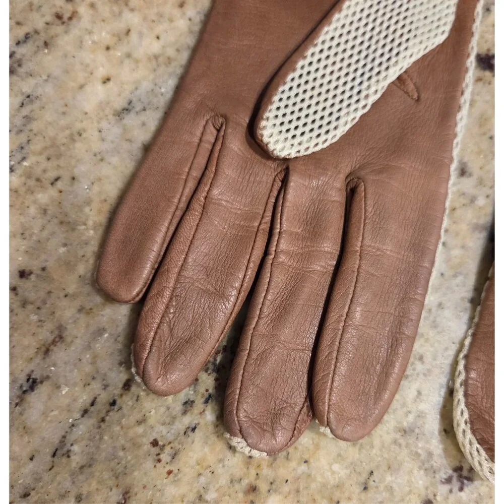 Vintage Womens Size M Leather Mesh Gloves
